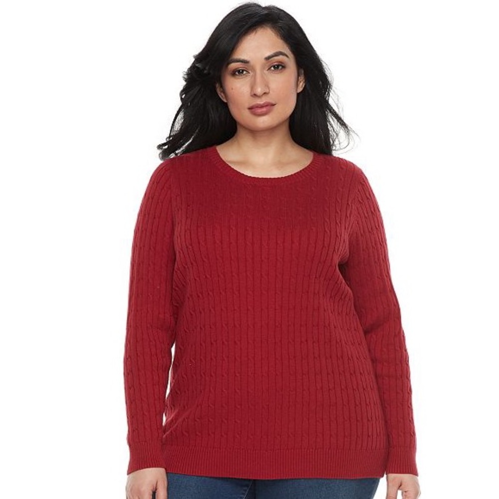 Plus Size Croft & Barrow® Essential Cable-Knit Sweater